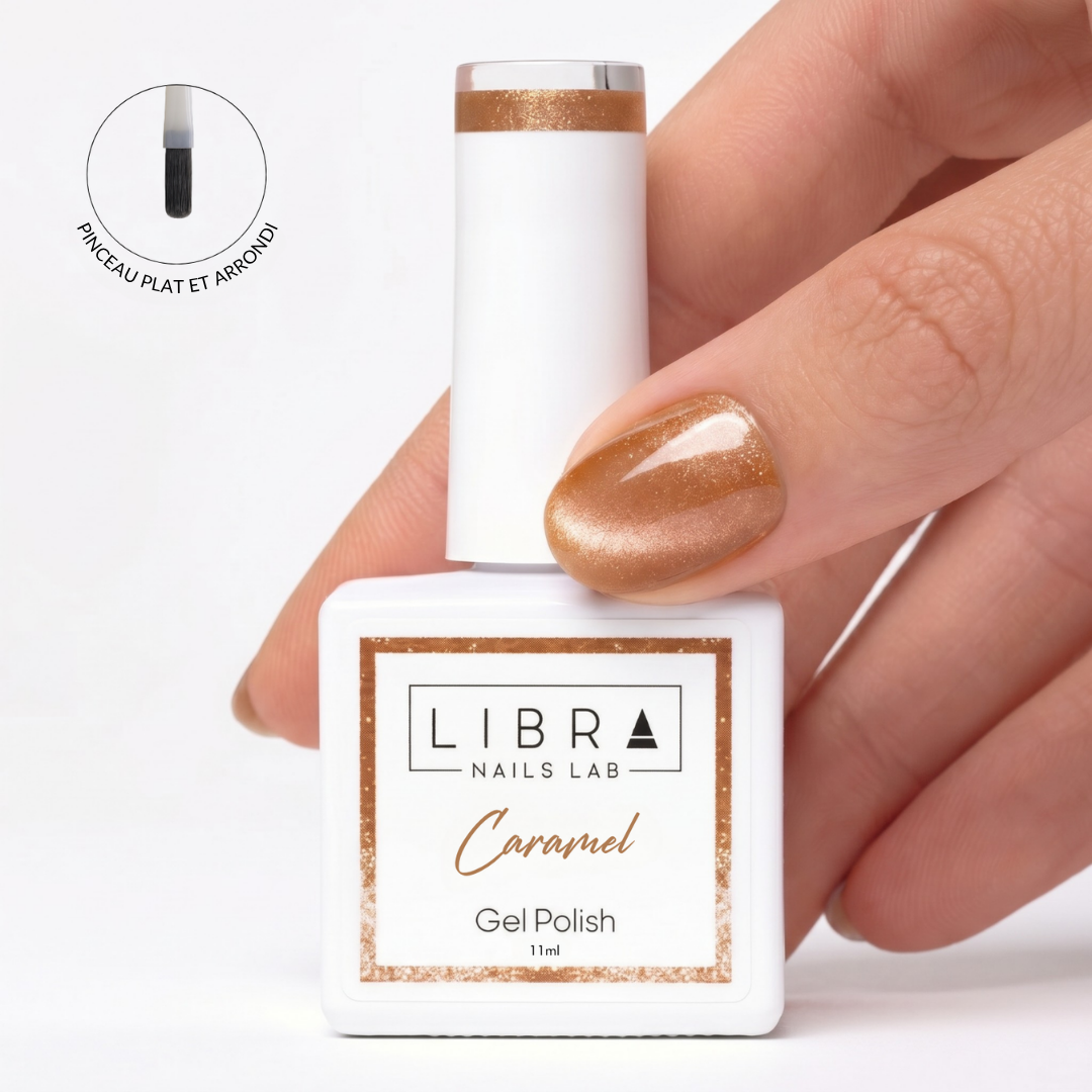 Caramel – vernis semi-permanent Cat Eye caramel doré 11 ml, Libra Nails Lab – Elegance Beauty Suisse