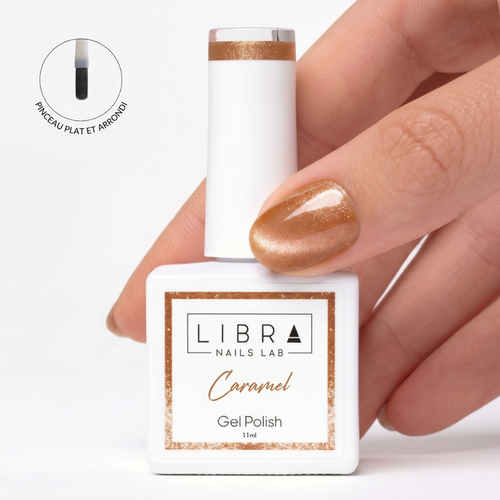 Caramel – vernis semi-permanent Cat Eye caramel doré 11 ml, Libra Nails Lab – Elegance Beauty Suisse