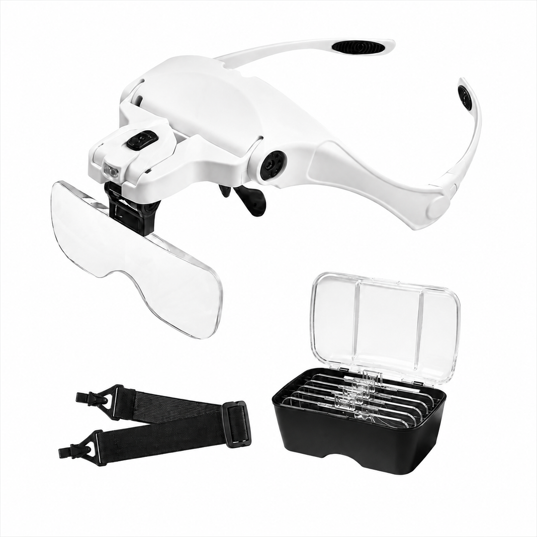 Lunette Loupe Frontale LED — 5 Lentilles 1.0x à 3.5x