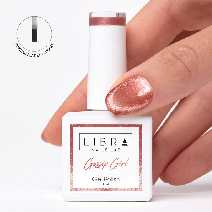 Gossip Girl – vernis semi-permanent Cat Eye rose pêche 11 ml, Libra Nails Lab – Elegance Beauty Suisse
