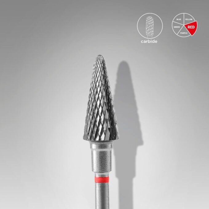 Carbide nail drill bit cone red EXPERT head diameter 6 mm / working part 14 mm - Elegance Beauty Suisse