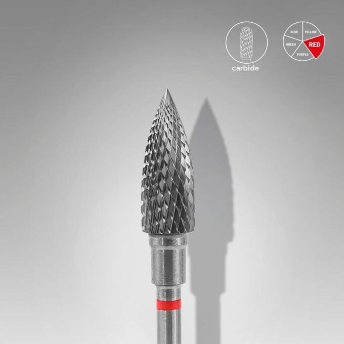 Carbide nail drill bit flame red EXPERT head diameter 5 mm / working part 13,5 mm - Elegance Beauty Suisse