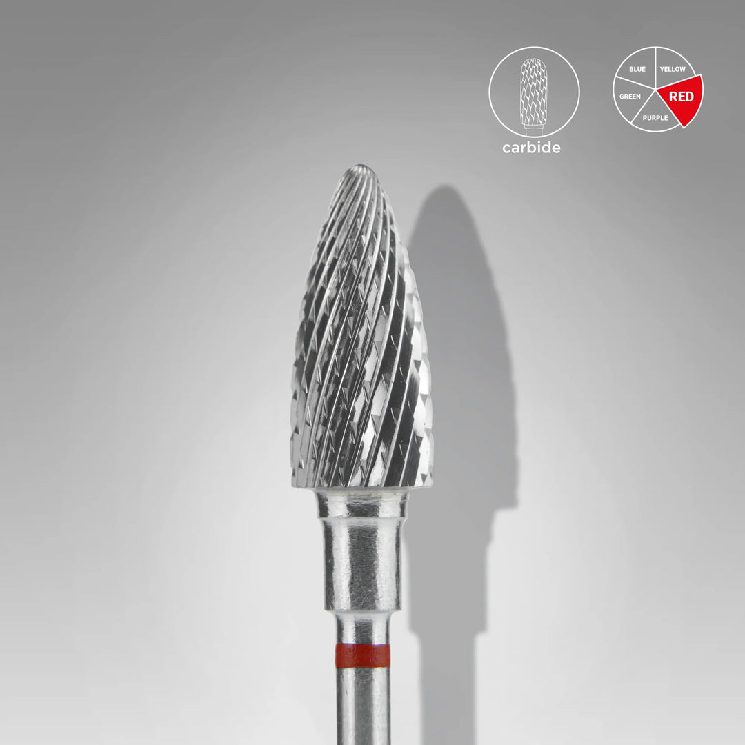 Carbide Nail Drill Bit, "Pine cone red EXPERThead diameter 6mm / working part 14mm - Elegance Beauty Suisse