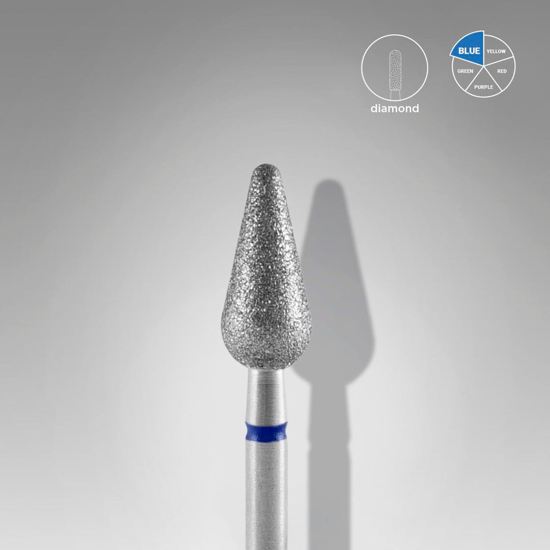 Diamond Nail Drill Bit Rounded Pear Blue EXPERT Head Diameter 5 Mm - Elegance Beauty Suisse