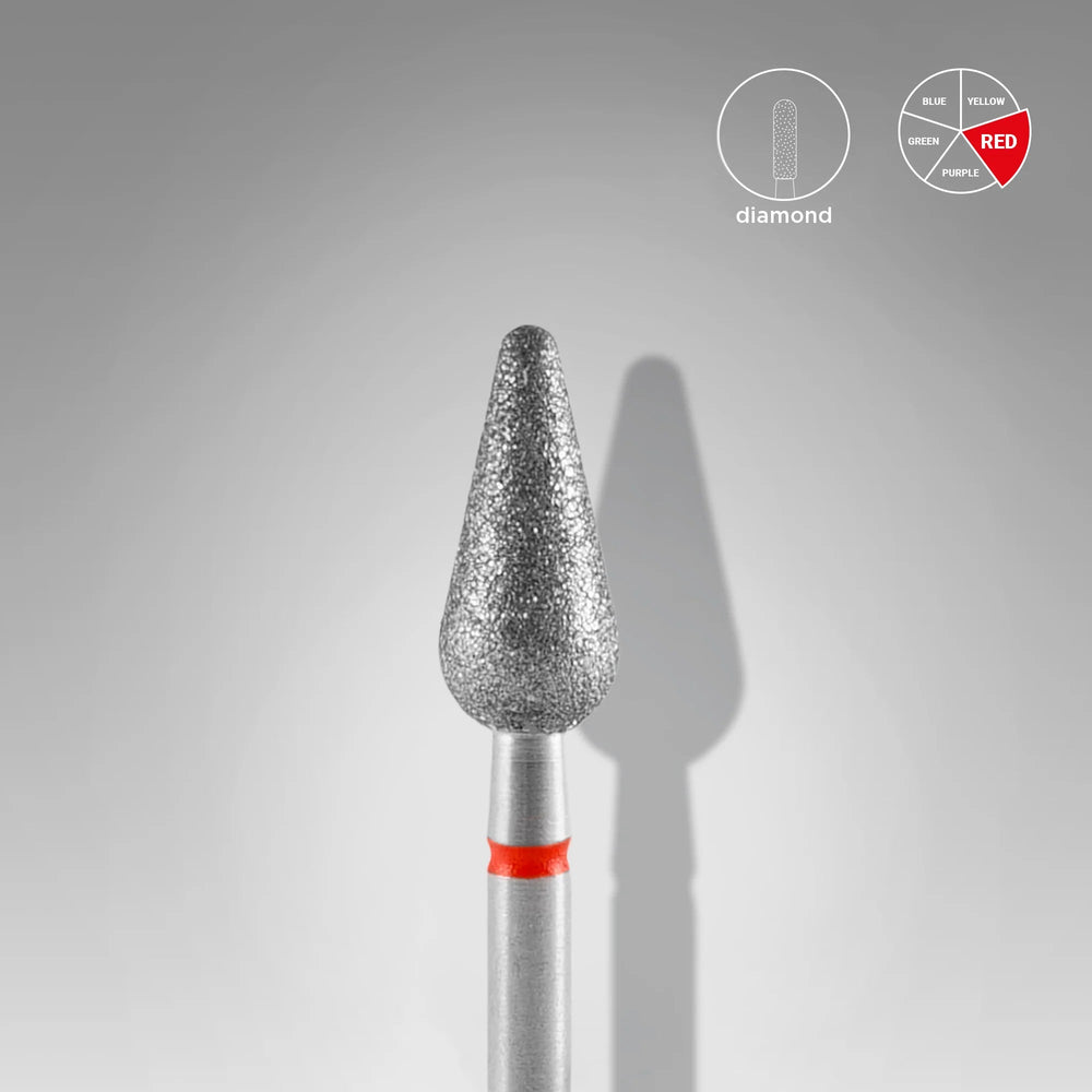 Diamond Nail Drill Bit Rounded Pear Red EXPERT Head Diameter 5 Mm - Elegance Beauty Suisse