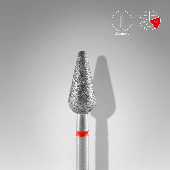 Diamond Nail Drill Bit Rounded Pear Red EXPERT Head Diameter 5 Mm - Elegance Beauty Suisse