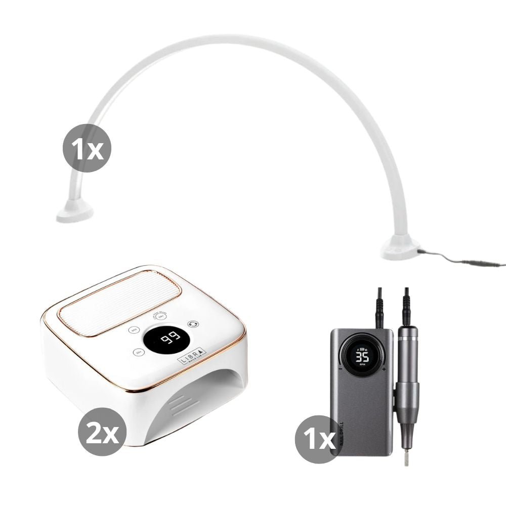 Kit Professionnel de Manucure : 2 Lampes SMART Libra Nails, 1 Lampe Arc Premium et 1 Ponceuse Strong 210 - Elegance Beauty Suisse