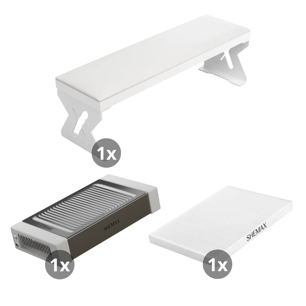 Pack Professionnel SHEMAX : Aspirateur de Table, Repose - Main et Filtre de Rechange - Elegance Beauty Suisse