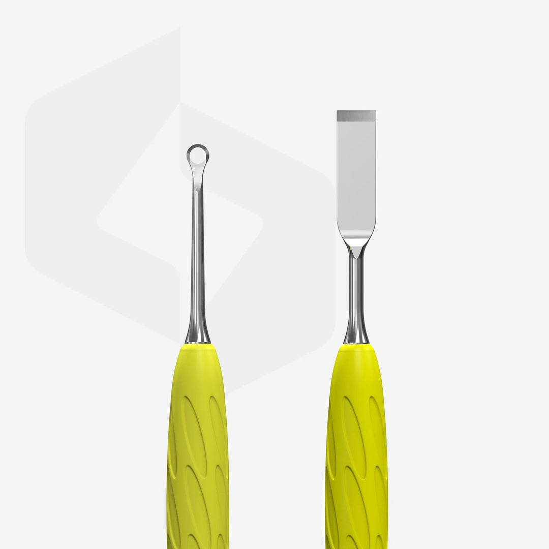Pousse De Manucure avec manche en silicone jaune "Gummy" UNIQ 11 TYPE 1 - Elegance Beauty Suisse