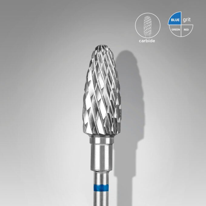 Staleks - Fraise en Carbure Grain Bleu Embout arrondi 0,6 x 1,4 cm "Corn" - Elegance Beauty Suisse
