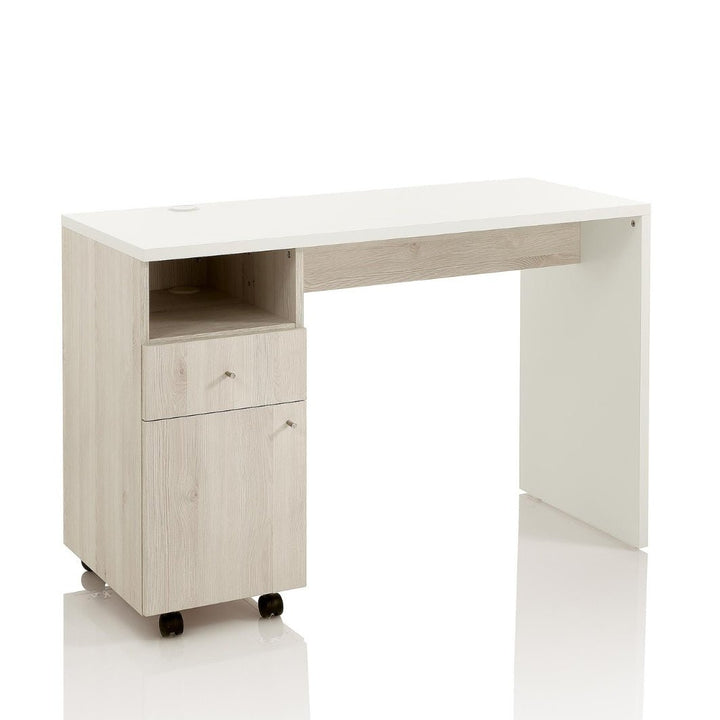 Table de Manucure LEONARDO – Larch Naturel & Blanc, avec Rangements - Xanitalia - Elegance Beauty Suisse