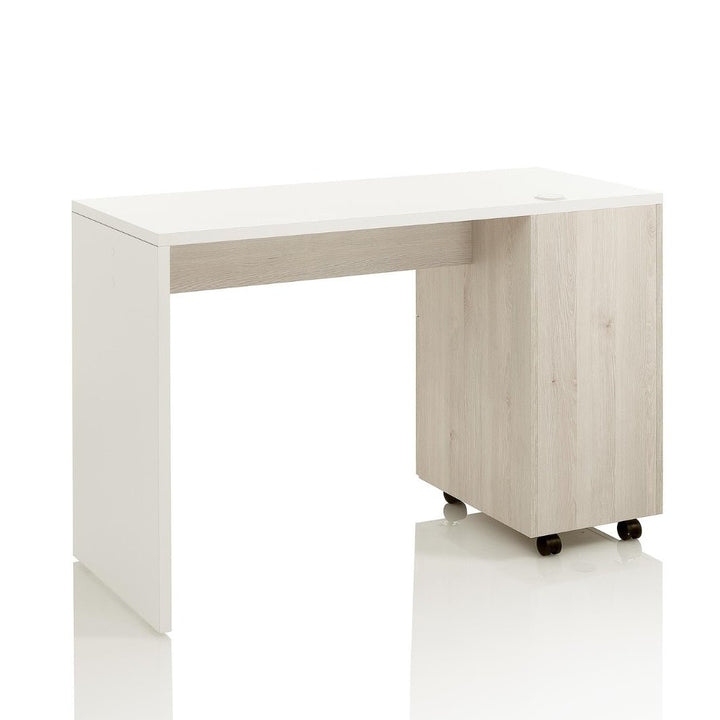 Table de Manucure LEONARDO – Larch Naturel & Blanc, avec Rangements - Xanitalia - Elegance Beauty Suisse
