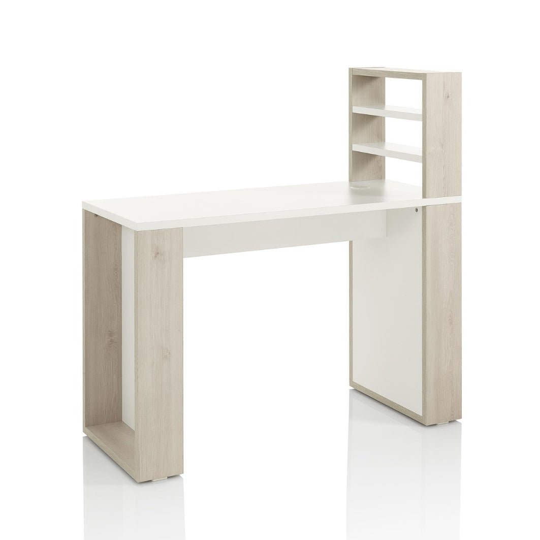 Table de Manucure SPAZIO EXPO – Larch Naturel & Blanc avec Étagères - Xanitalia - Elegance Beauty Suisse