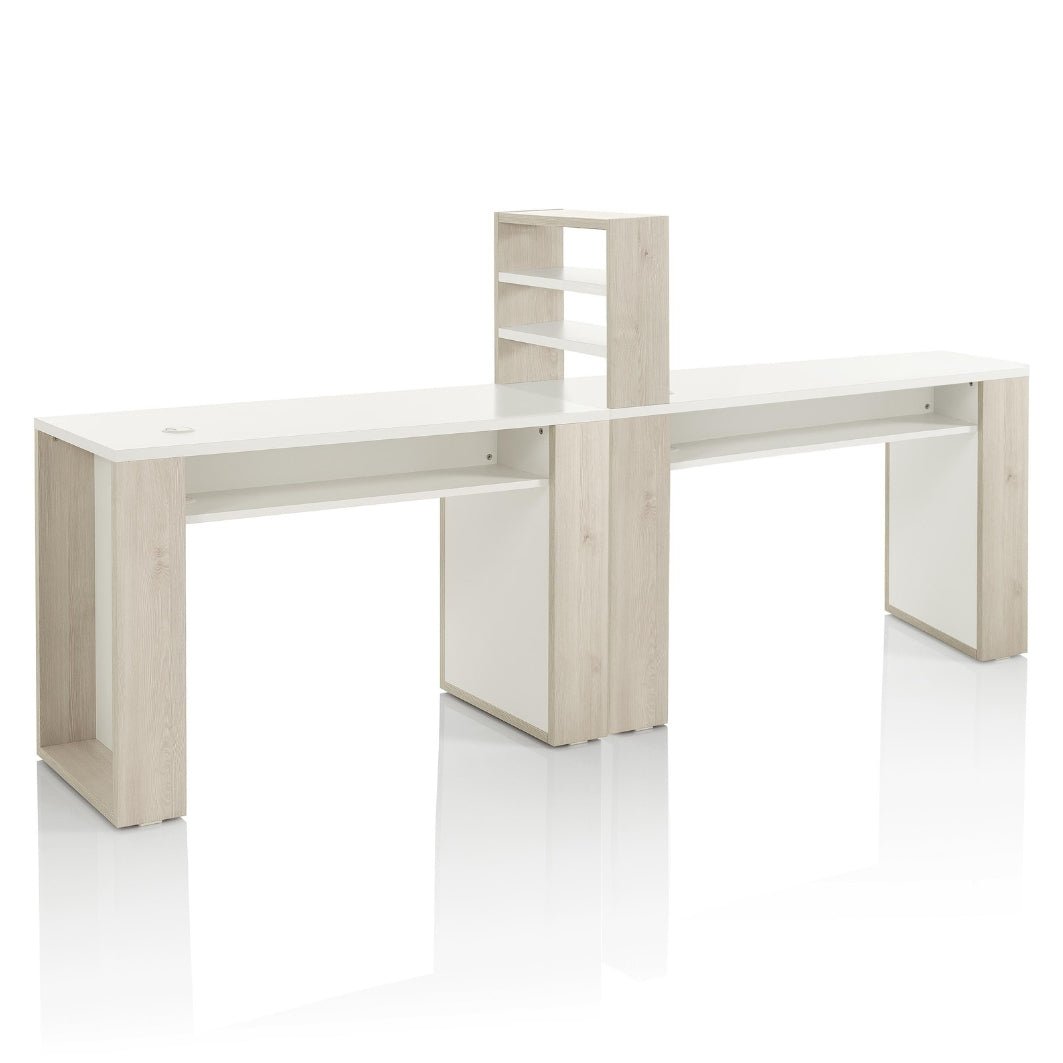 Table de Manucure SPAZIO – Larch Naturel & Blanc, Design Épuré - Xanitalia - Elegance Beauty Suisse