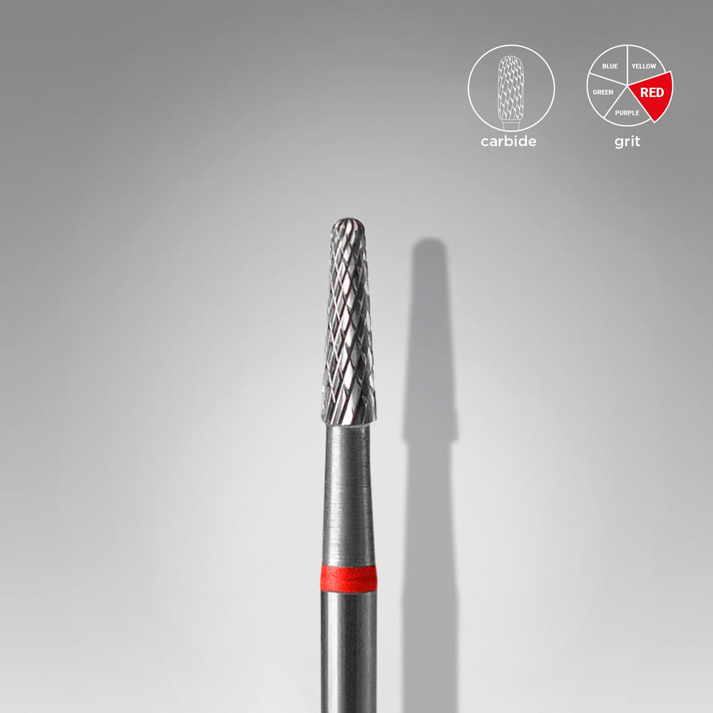 Carbide Nail Drill Bit, "Cone" Red, Diameter 2.3 Mm / Working Part 8 Mm - Elegance Beauty