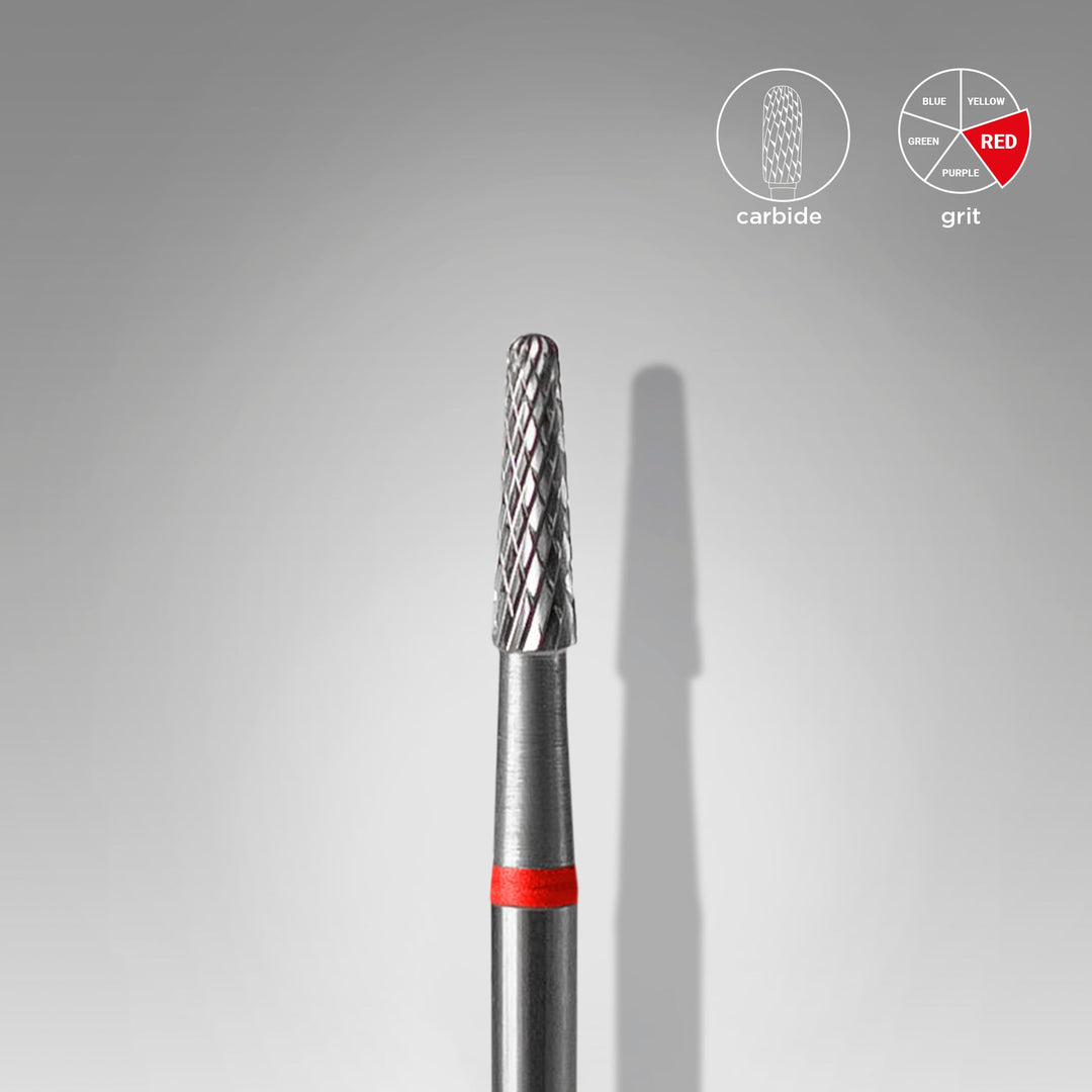 Carbide Nail Drill Bit, "Cone" Red, Diameter 2.3 Mm / Working Part 8 Mm - Elegance Beauty