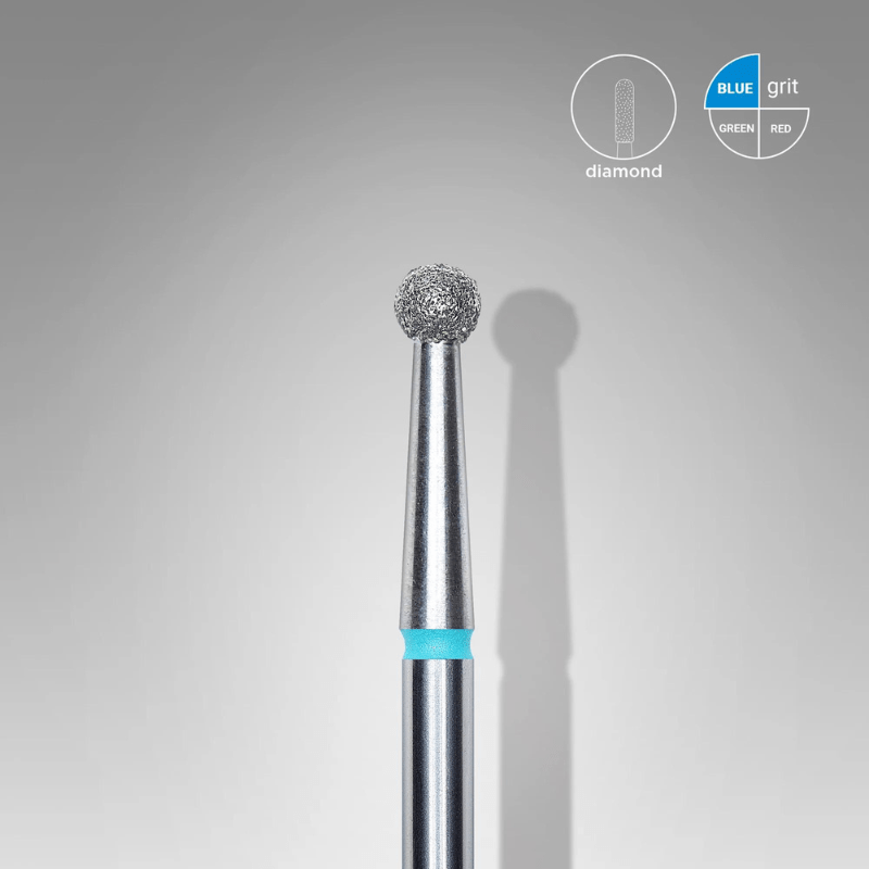 Diamond Nail Drill Bit, "Ball", Blue, Head Diameter 2,7 Mm - Elegance Beauty