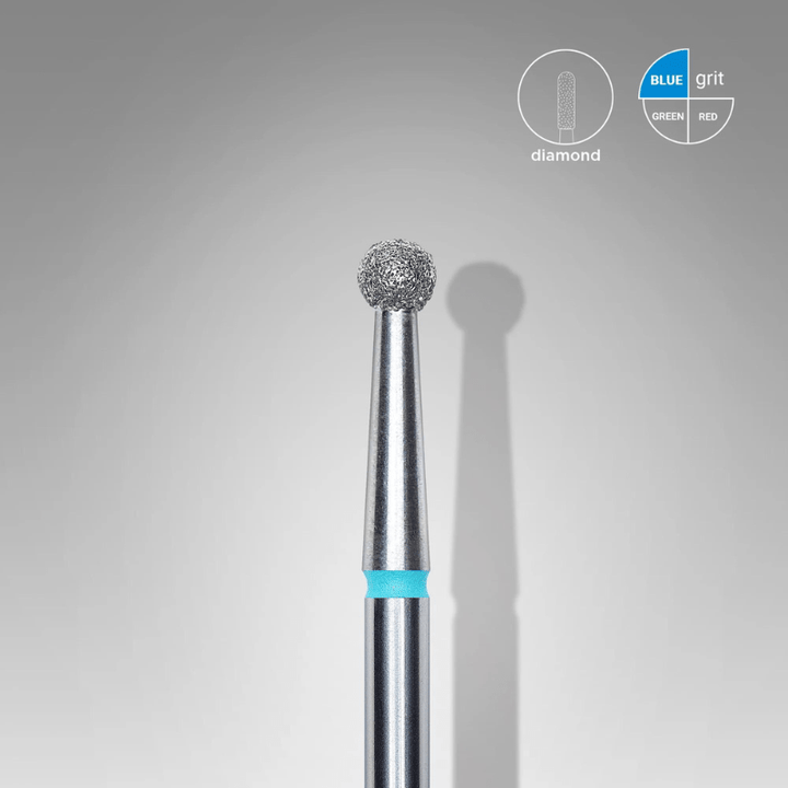 Diamond Nail Drill Bit, "Ball", Blue, Head Diameter 2,7 Mm - Elegance Beauty
