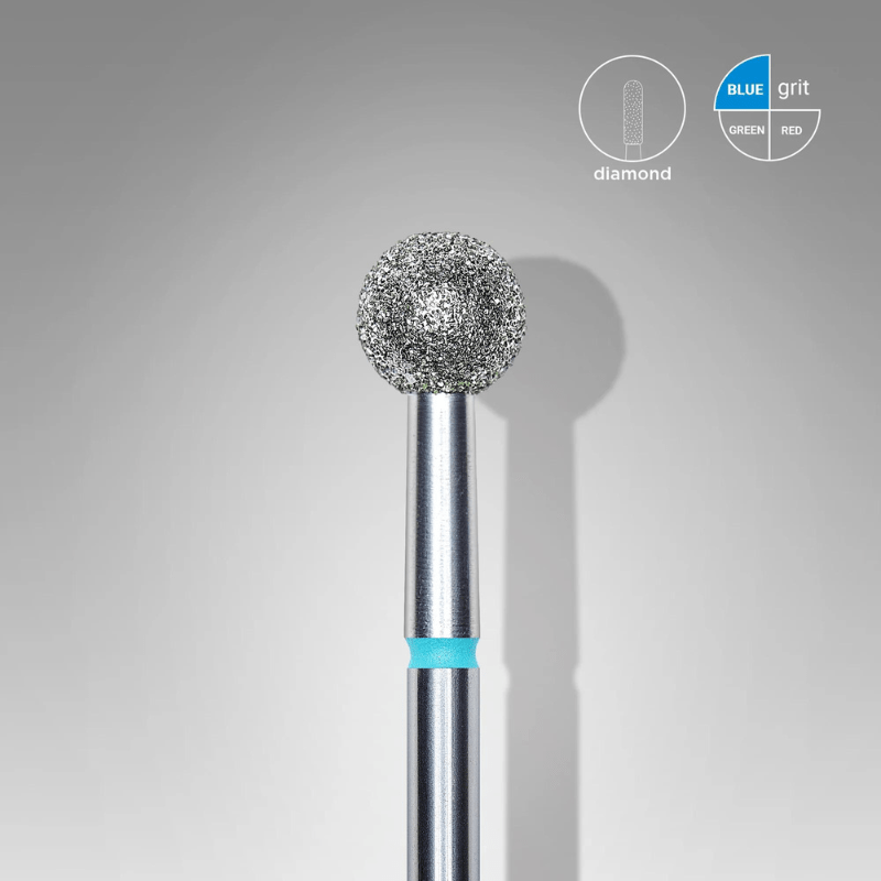 Diamond Nail Drill Bit, "Ball", Blue, Head Diameter 5 Mm - Elegance Beauty