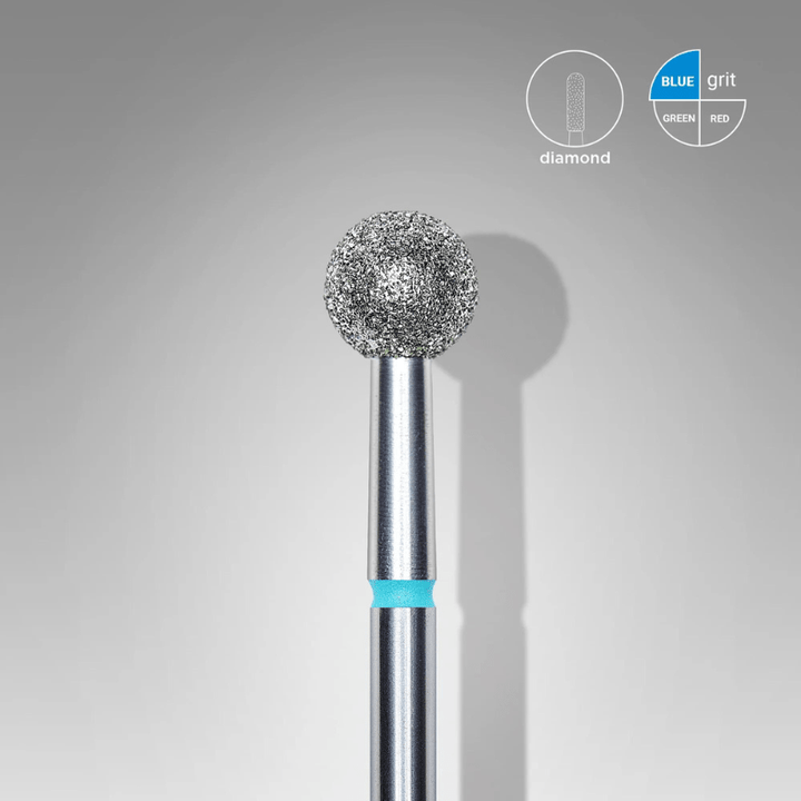 Diamond Nail Drill Bit, "Ball", Blue, Head Diameter 5 Mm - Elegance Beauty