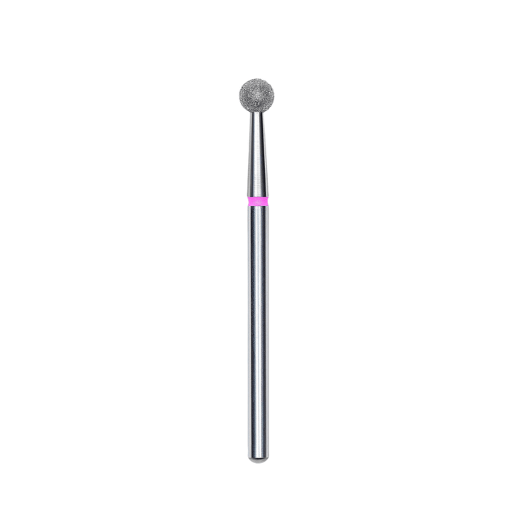 Diamond Nail Drill Bit, "Ball", Red, Head Diameter 4 Mm - Elegance Beauty