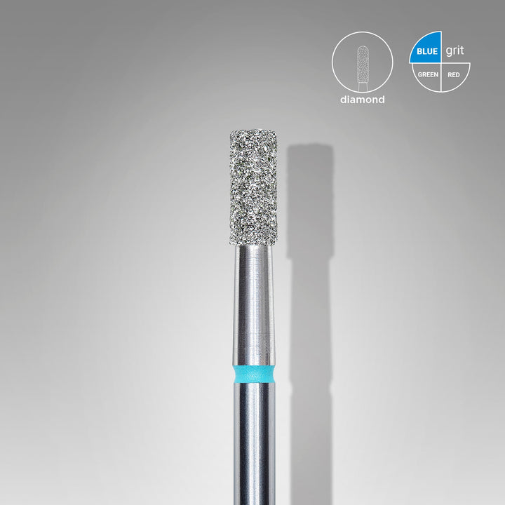 Diamond Nail Drill Bit "Cylinder", Blue, Head Diameter 2.5 Mm, Working Part 6 Mm - Elegance Beauty
