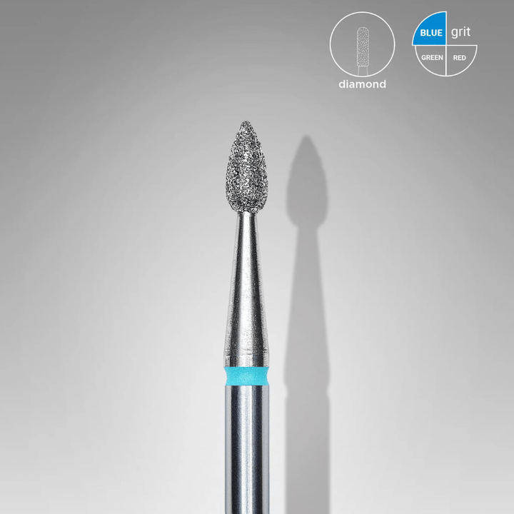 Diamond Nail Drill Bit, "Drop" , Blue, Head Diameter 2,3 Mm, Working Part 5 Mm - Elegance Beauty