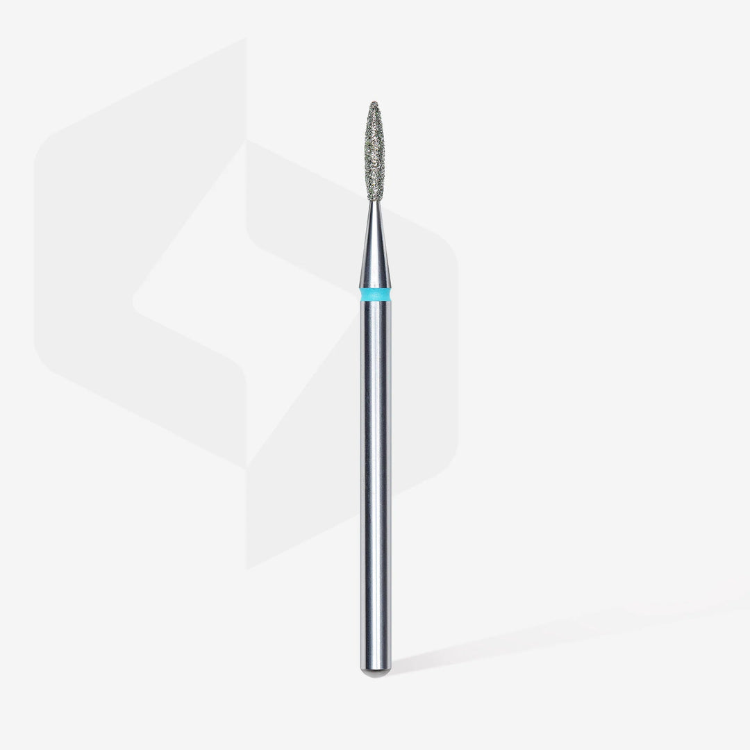 Diamond Nail Drill Bit, "Flame", Blue, Head Diameter 1.6 Mm, Working Part 8 Mm - Elegance Beauty