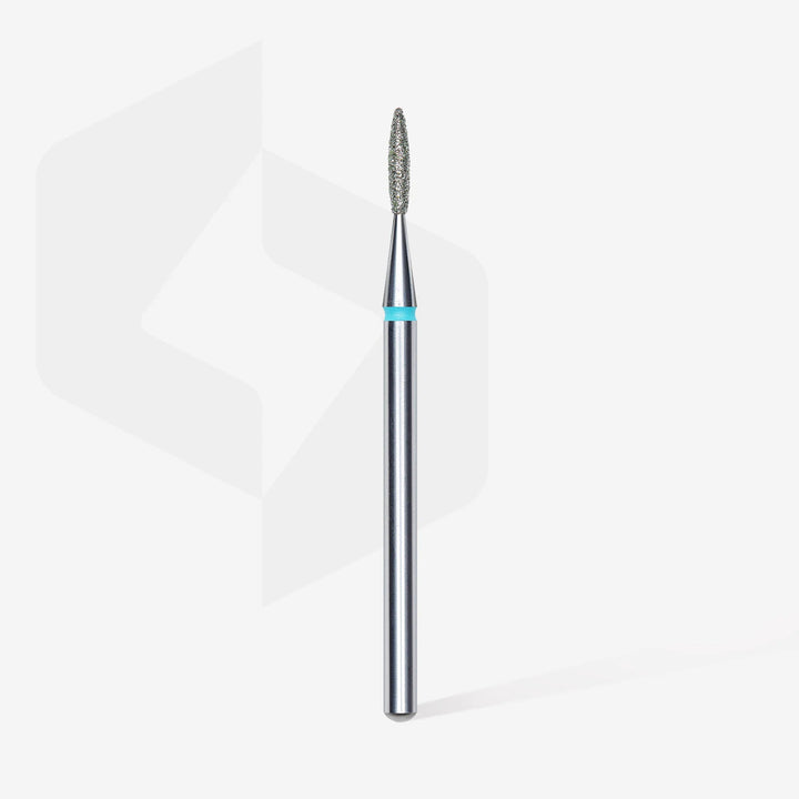 Diamond Nail Drill Bit, "Flame", Blue, Head Diameter 1.6 Mm, Working Part 8 Mm - Elegance Beauty
