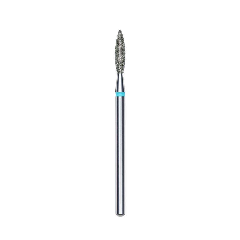 Diamond Nail Drill Bit, "Flame", Blue, Head Diameter 2.3 Mm, Working Part 10 Mm - Elegance Beauty