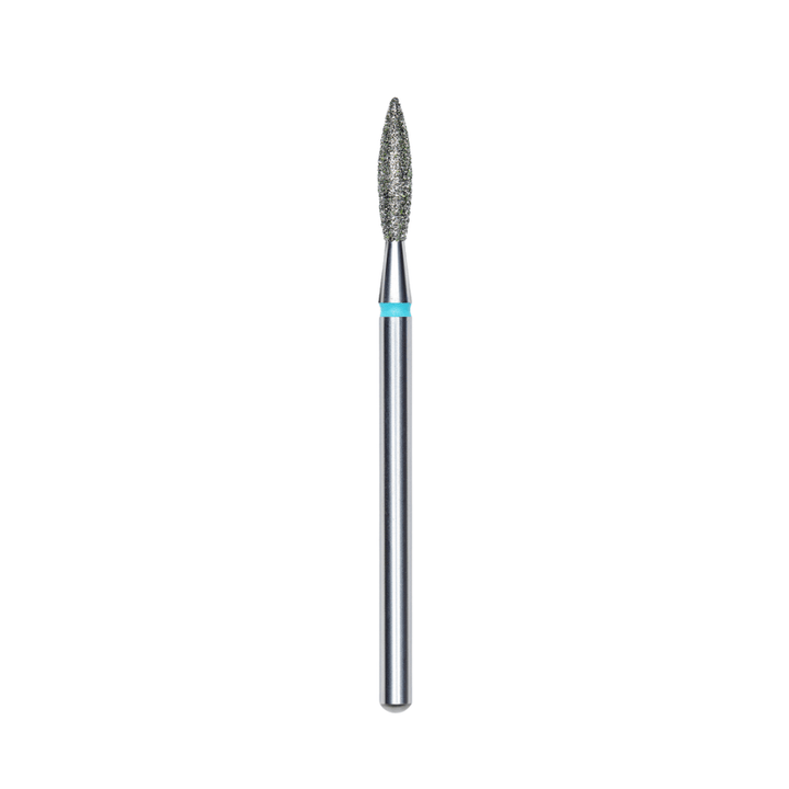 Diamond Nail Drill Bit, "Flame", Blue, Head Diameter 2.3 Mm, Working Part 10 Mm - Elegance Beauty