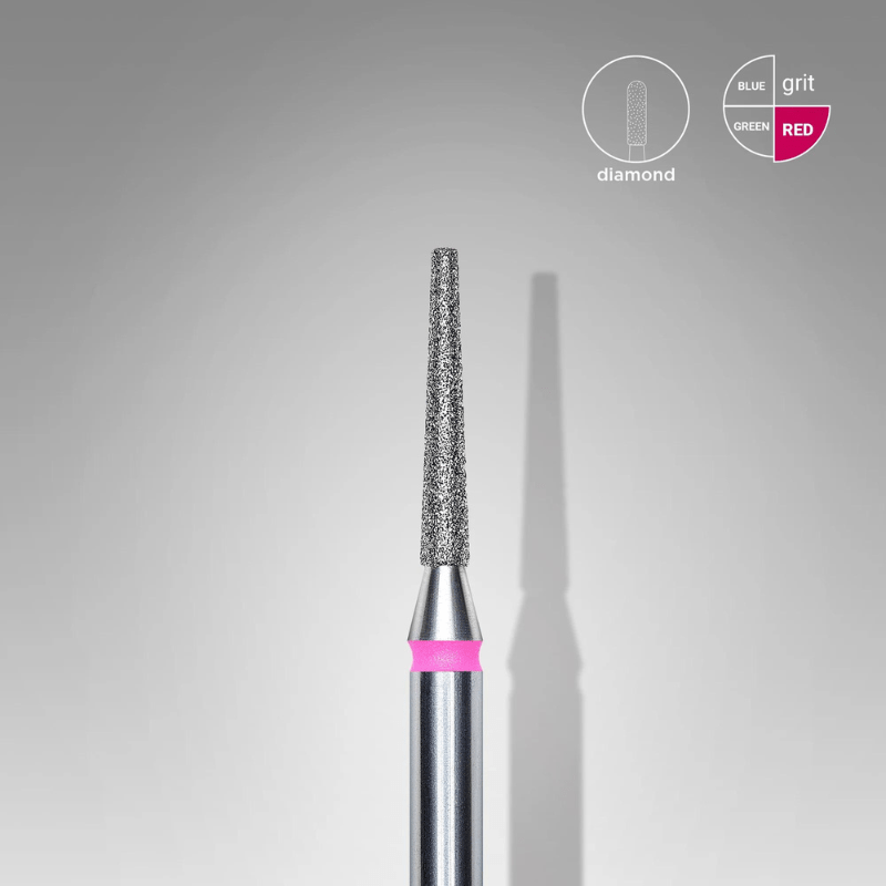 Diamond Nail Drill Bit, "Frustum", Red, Head Diameter 1.6 Mm, Working Part 10 Mm - Elegance Beauty
