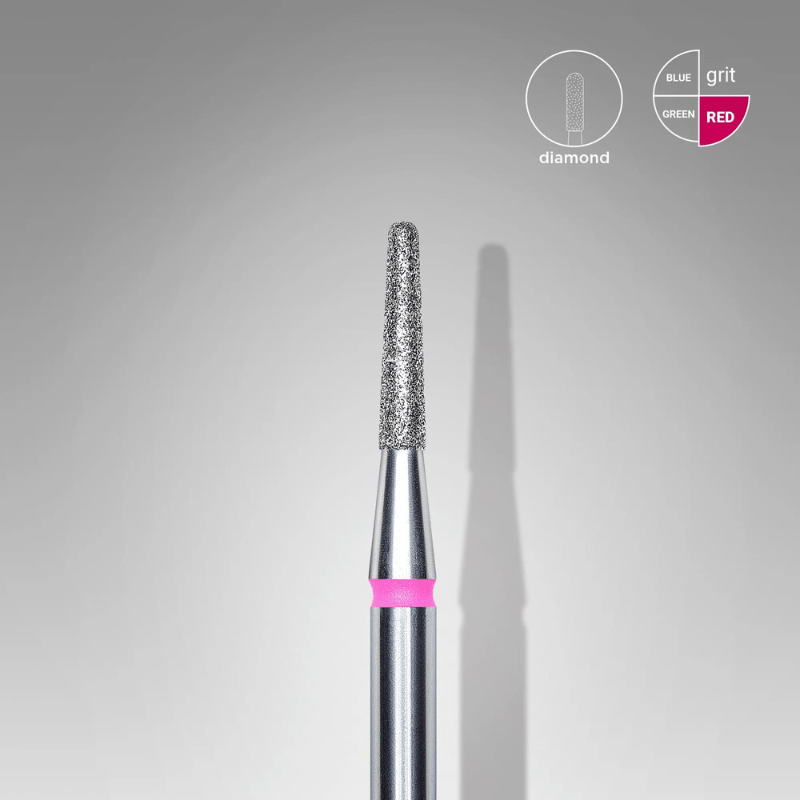 Diamond Nail Drill Bit, "Frustum", Red, Head Diameter 1.8 Mm, Working Part 8 Mm - Elegance Beauty