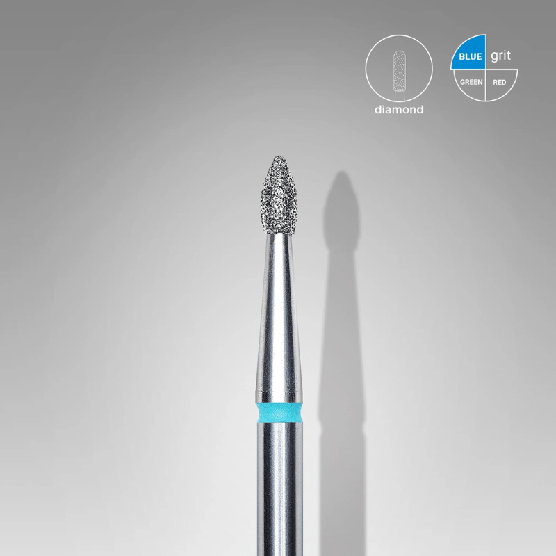 Diamond Nail Drill Bit, Pointed "Bud" , Blue, Head Diameter 1.8 Mm, Working Part 4 Mm - Elegance Beauty