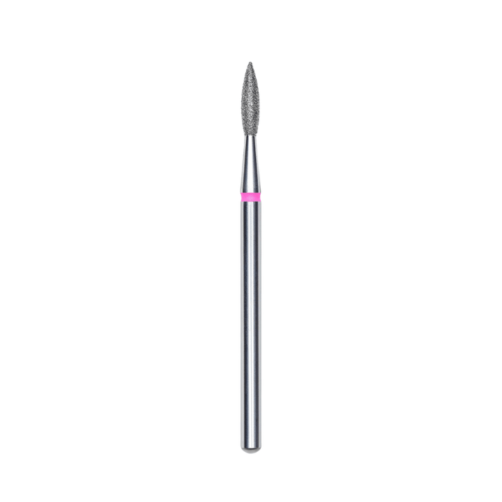 Diamond Nail Drill Bit, Pointed "Flame", Red, Head Diameter 2.1 Mm, Working Part 8 Mm - Elegance Beauty