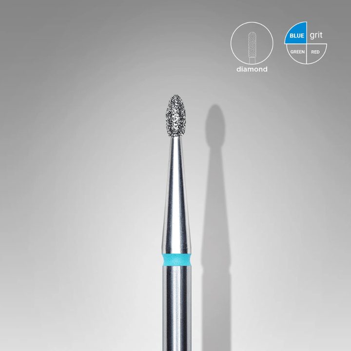 Diamond Nail Drill Bit, Rounded "Bud" , Blue, Head Diameter 1.6 Mm, Working Part 3,4 Mm - Elegance Beauty
