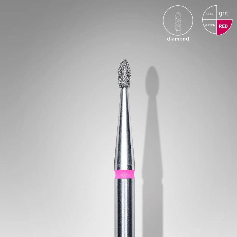 Diamond Nail Drill Bit, Rounded "Bud" , Red, Head Diameter 1.6 Mm, Working Part 3,4 Mm - Elegance Beauty