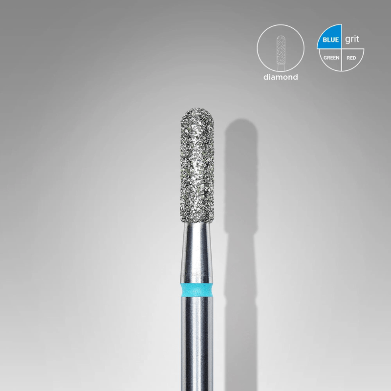 Diamond Nail Drill Bit, Rounded "Cylinder", Blue, Head Diameter 2.3 Mm, Working Part 8 Mm - Elegance Beauty