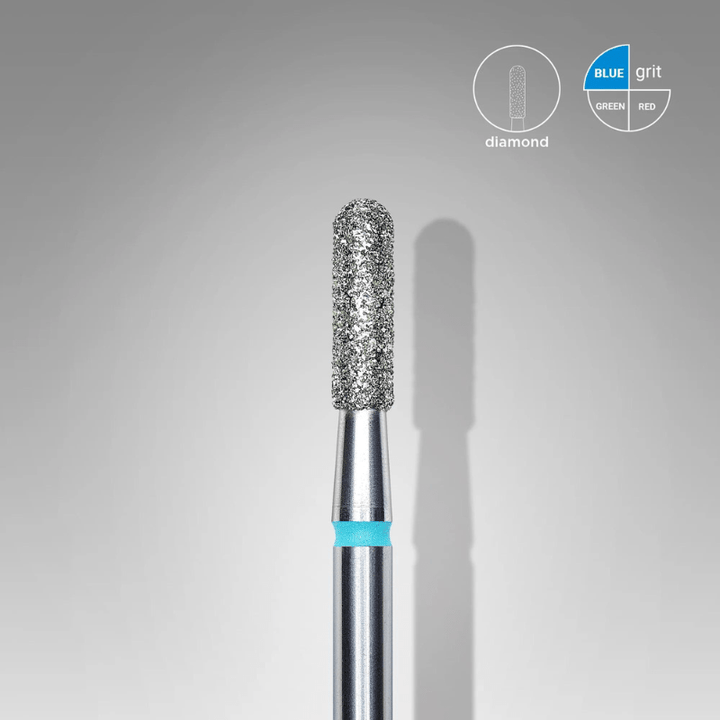 Diamond Nail Drill Bit, Rounded "Cylinder", Blue, Head Diameter 2.3 Mm, Working Part 8 Mm - Elegance Beauty