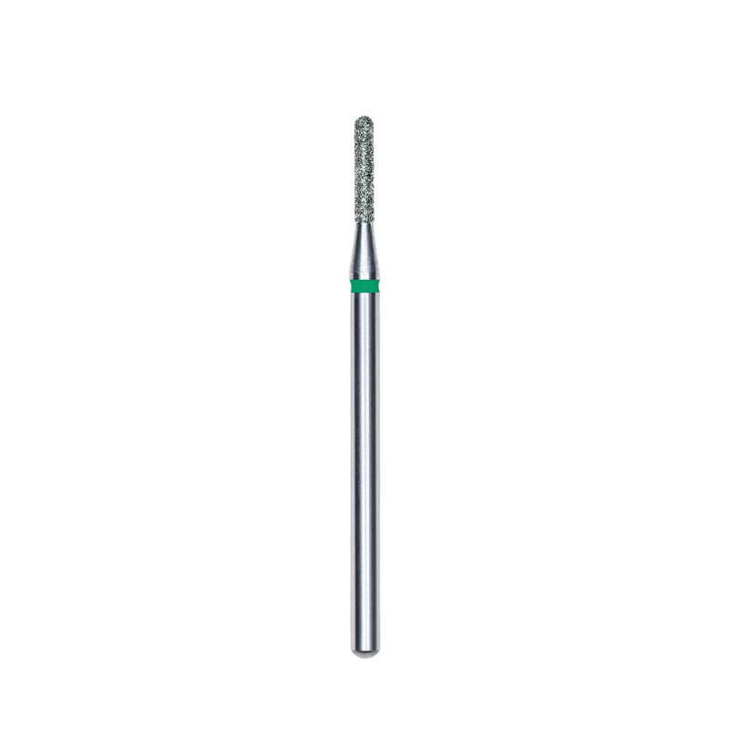 Diamond Nail Drill Bit, Rounded "Cylinder", Green, Head Diameter 1.4 Mm, Working Part 8 Mm - Elegance Beauty