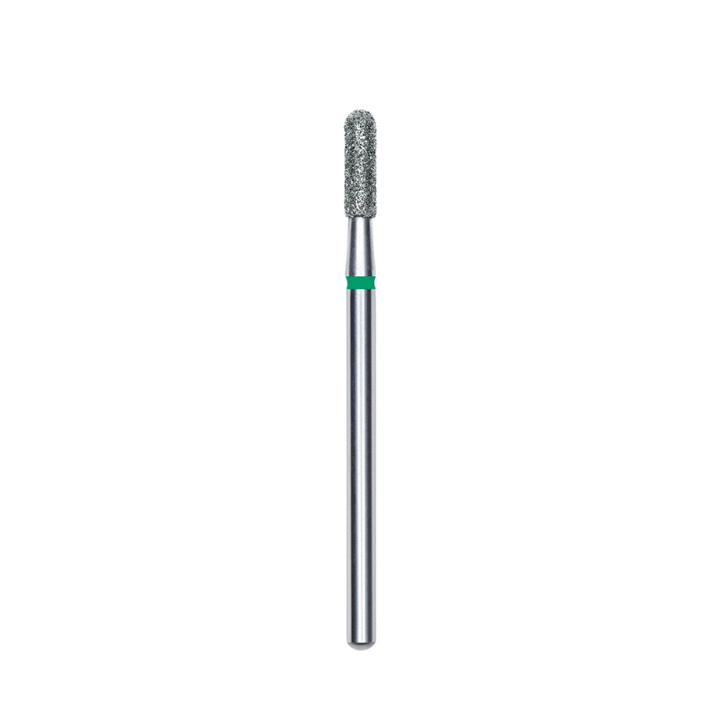 Diamond Nail Drill Bit, Rounded "Cylinder", Green, Head Diameter 2.3 Mm, Working Part 8 Mm - Elegance Beauty