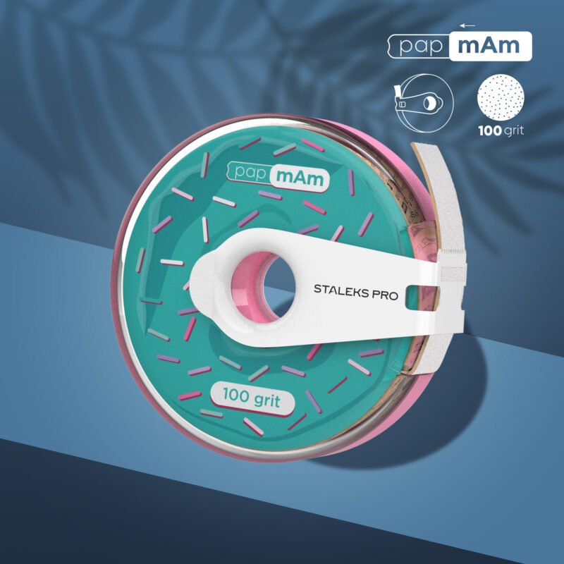 White disposable abrasive tape papmAm EXPERT in a plastic case STALEKS PRO 100 grit - Elegance Beauty