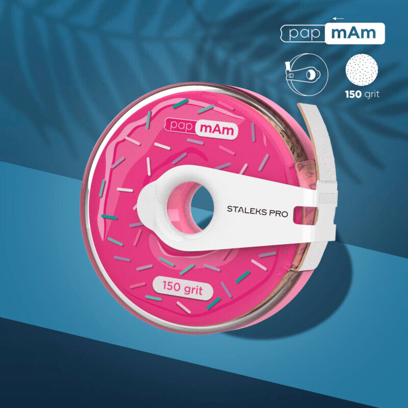 White disposable abrasive tape papmAm EXPERT in a plastic case STALEKS PRO 150 grit - Elegance Beauty