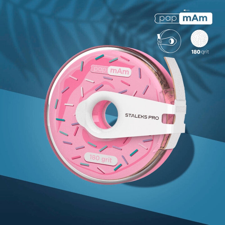 White disposable abrasive tape papmAm EXPERT in a plastic case STALEKS PRO 180 grit - Elegance Beauty
