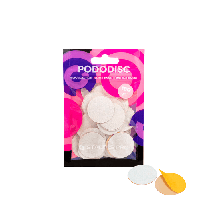 White refill pads for pedicure disc Pododisc Staleks Pro L, 180 grit (50 pc) - Elegance Beauty